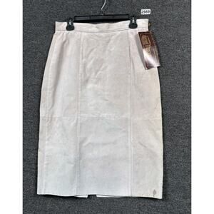 VTG Daniel Marcus Suede Leather Pencil Skirt Womens Size 6 Beige Western *READ